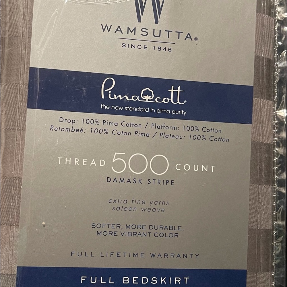 Wamsutta Damask Stripe Full Bedskirt NIB